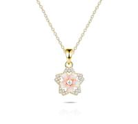 JQQJZLC Jewelry Gold Silver Cherry Blossom Pendant pour la remise des diplômes et les cadeaux de la fête des mères Rose belle perle de pierre artificielle pour les femmes Amours Amours bijoux pour