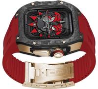JQQJZLC Kit de mod de boîtier Watch Band de Watch Fibre en fibre de carbone , pour ultra 2 49 mm , sangle de montre Fluororubber avec accessoires de remplacement de boucle pliante