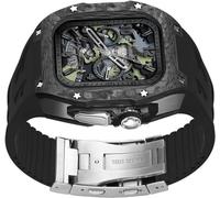 JQQJZLC Kit de mod de boîtier Watch Band de Watch Fibre en fibre de carbone , pour ultra 2 49 mm , sangle de montre Fluororubber avec accessoires de remplacement de boucle pliante