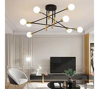 JQQJZLC Lampes de Lustre Moderne 4/6/8 Lignes E27 Plafonds Louteurs Vintage Lampe de Plafond Semi-emballée Gold Black Design Lighting Nordic Home Decoration pour Cuisine, Salon, Chambre, Salle à