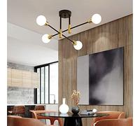 JQQJZLC Lampes de Lustre Moderne 4/6/8 Lignes E27 Plafonds Louteurs Vintage Lampe de Plafond Semi-emballée Gold Black Design Lighting Nordic Home Decoration pour Cuisine, Salon, Chambre, Salle à