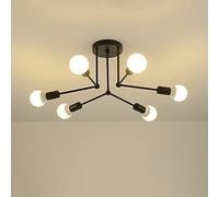 JQQJZLC Laut de Plafond Industriel Spoutnik Chandelier Éclairage de Plafond intérieur, 6 lumières Plafondées de Montage Semi Flush E27 Chandeliers pour la Cuisine du Salon