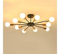 JQQJZLC Light Aymordage de Plafond Moderne à 10 luminaires de Plafond Industriel Spoutnik Chandelier, des lumières Proches du Plafond du Milieu du siècle Vintage pour Le Salon Restaurant
