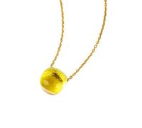 JQQJZLC lustre * Collier pendentif en cristal de 10 mm pour les femmes vert bleu jaune coloré aux cadeaux citrine Citrine Lumière