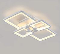 JQQJZLC Lustre de Salon Moderne, Lustre Moderne avec Conception de Cadre rectangulaire, éclairage intérieur pour Chambre, Salle à Manger et Salon 3000K-6500K (4 têtes)