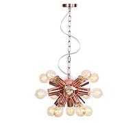 JQQJZLC Lustre, plafonnier, rétro 15 Tige de Lampe à pentence légère, Lustre de Papier Pendant en Fer en métal intérieur de Base E27, 6 lumière (9)