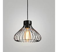 JQQJZLC Lustres luminaire Cage Moderne Pendant Light Black Iron Hanging Cage Vintage LED Bulbe E27 pour Salle à Manger Restaurant Bar COMTENDRE Industriel LOFT SEUX HADEUR LUMIÈRES (Taille: D)