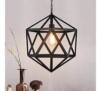 JQQJZLC Nordic rétro Pendant Lights Black Industrial Hexaèdre Diamant Pending American Country Style Iron Art Chandelier Personnalité créative Polyéddral Lampe de Plafond Diamant intéressante