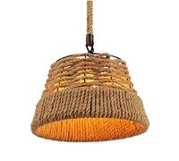 JQQJZLC Panier de Fleurs rétro américain Country Lustre en rotin, Pendentif en Corde de Chanvre réglable, Pendentif à LED Light Iron Art Plafond Light, Bar Cafe Lampe Suspendue pour la Chambre à