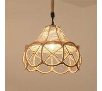 JQQJZLC Pendant à goft de goft Vintage, Lustre de la Corde de Chanvre en Fer à Style Rustique, Feuille de Plafond Industriel Marron en Bambou Naturel, Salle à Manger de Salon