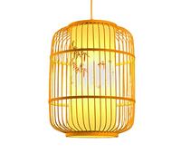 JQQJZLC Pendante Lumière, Lanterne tissée à la Main Rootan Single Light Farage Natural Wooden Plafond Sentiment Place en Osier Chandelier pour la Cuisine de Salle