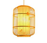 JQQJZLC Pendante Lumière, Lanterne tissée à la Main Rootan Single Light Farage Natural Wooden Plafond Sentiment Place en Osier Chandelier pour la Cuisine de Salle