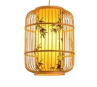 JQQJZLC Pendante Lumière, Lanterne tissée à la Main Rootan Single Light Farage Natural Wooden Plafond Sentiment Place en Osier Chandelier pour la Cuisine de Salle