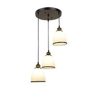 JQQJZLC Pendard Lighting American Retro Glass Shade Plafond Plafond, Simple Pendentif léger, 3 lumières suspendues pour Le Salon, Restaurant, éclairage intérieur de l'hôtel (A)
