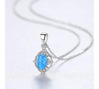 JQQJZLC Pendentif en Opale Creuse 925 pour Femmes, Collier de Pierres précieuses de Mariage, Bijoux