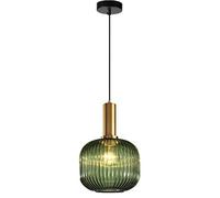 JQQJZLC Pendre à Abat-Jour en Verre côtelé, Plafond rétro Moderne Lampe Suspendue en Laiton, Chambre à Manger de Cuisine à la Chambre à Manger 1-Light (20 cm, Vert) fabriqué en Chine produite en