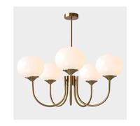 JQQJZLC Pendre à Boule de Verre Rose Minimaliste - Chandelier à 5 lumière du Milieu du siècle, Pendentif de Verre en Verre Moderne, Farmhouse Industrial Gold Hanging Plafond Lightture (Couleur: