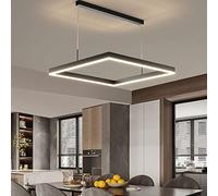 JQQJZLC Pendre carré Moderne Light Light Simple Chandelier pour Salon Salle à Manger Salle à Manger Chambre Couche Noire Rectangle de Plafond Pendentif Pendentif Suspendu la lumière intéressante Vie