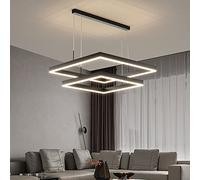 JQQJZLC Pendre carré Moderne Light Light Simple Chandelier pour Salon Salle à Manger Salle à Manger Chambre Couche Noire Rectangle de Plafond Pendentif Pendentif Suspendu la lumière intéressante Vie