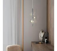 JQQJZLC Pendre pendante Suspendue Moderne chromée chromé de Plafond Contemporain Plafond Pendentif Clair Noir Lustre Long pour Foyer Cuisine îlot de Chambre à Manger Restaurant