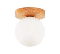JQQJZLC Plafonnage à Montage Semi-Luxueux, plafonniers Modernes avec Teinte à Balle en Verre, luminaire de Plafond en Bois en Bois pour Salle à Manger, Chambre à Coucher, café, Bar, Couloir, chaussée