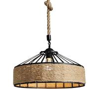 JQQJZLC Porche forgé Lustre Noir E14 / E12 Light Source Plafond Lautres suspendues Corridor Retro Hemp Corridor