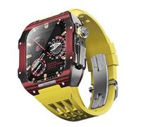 JQQJZLC Pour 9 8 7 6 SE 5 4 Série 44mm 45 mm Band de montre Mod Kit Men Femmes Fibre en carbone Case de montre en caoutchouc