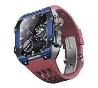 JQQJZLC Pour 9 8 7 6 SE 5 4 Série 44mm 45 mm Band de montre Mod Kit Men Femmes Fibre en carbone Case de montre en caoutchouc