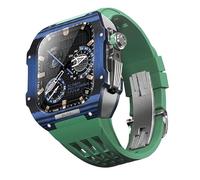 JQQJZLC Pour 9 8 7 6 SE 5 4 Série 44mm 45 mm Band de montre Mod Kit Men Femmes Fibre en carbone Case de montre en caoutchouc