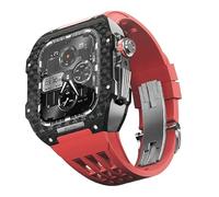 JQQJZLC Pour 9 8 7 6 SE 5 4 Série 44mm 45 mm Band de montre Mod Kit Men Femmes Fibre en carbone Case de montre en caoutchouc