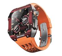 JQQJZLC Pour 9 8 7 6 SE 5 4 Série 44mm 45 mm Band de montre Mod Kit Men Femmes Fibre en carbone Case de montre en caoutchouc