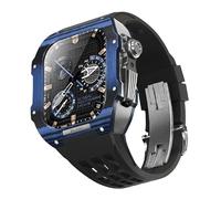 JQQJZLC Pour 9 8 7 6 SE 5 4 Série 44mm 45 mm Band de montre Mod Kit Men Femmes Fibre en carbone Case de montre en caoutchouc