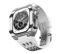 JQQJZLC Pour 9 8 7 6 SE 5 4 Série 44mm 45 mm Band de montre Mod Kit Men Femmes Fibre en carbone Case de montre en caoutchouc