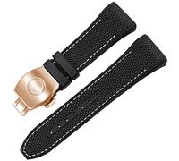 JQQJZLC Pour Franck Muller V45 Série 28 mm en nylon en nylon authentique en cuir en cuir bracelet de boucle pliante bleu noir