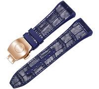 JQQJZLC Pour Franck Muller V45 Série 28 mm en nylon en nylon authentique en cuir en cuir bracelet de boucle pliante bleu noir