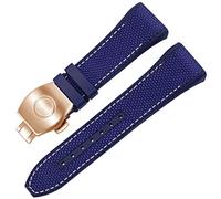 JQQJZLC Pour Franck Muller V45 Série 28 mm en nylon en nylon authentique en cuir en cuir bracelet de boucle pliante bleu noir