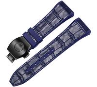 JQQJZLC Pour Franck Muller V45 Série 28 mm en nylon en nylon authentique en cuir en cuir bracelet de boucle pliante bleu noir