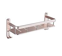 JQQJZLC Rack de Serviette de Salle de Bain Rose avec étagère, Porte-Serviette de Montage Mural en Aluminium Peinture à Un Traitement Peu Profond avec Crochets Mobiles - Niveau Unique, Double Niveau,
