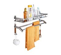 JQQJZLC Racks de Serviette de Salle de Bain pour Salle de Bain, Supports de Serviettes en Acier Inoxydable, Rail Serviette Mural plaqué, Porte-étagère à Double étagère de Salle de Bain