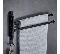 JQQJZLC Rails de Serviettes Porte-Serviette Porte-Porte Mural, 180 Rotation de Rotation de Bains de Rail, Barre de Serviette Multicouche avec 2 Crochets/Argent / 2 Couches