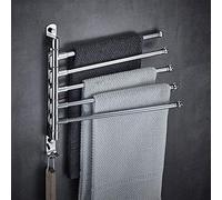 JQQJZLC Rails de Serviettes Porte-Serviette Porte-Porte Mural, 180 Rotation de Rotation de Bains de Rail, Barre de Serviette Multicouche avec 2 Crochets/Argent / 2 Couches