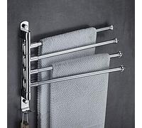 JQQJZLC Rails de Serviettes Porte-Serviette Porte-Porte Mural, 180 Rotation de Rotation de Bains de Rail, Barre de Serviette Multicouche avec 2 Crochets/Argent / 2 Couches