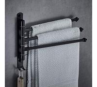 JQQJZLC Rails de Serviettes Porte-Serviette Porte-Porte Mural, 180 Rotation de Rotation de Bains de Rail, Barre de Serviette Multicouche avec 2 Crochets/Argent / 2 Couches