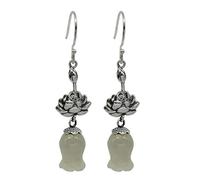 JQQJZLC S Personnalité rétro Tulip White Female Lily of The Valley Jewelry Jade Oread Bings, 925