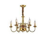 JQQJZLC Simple Chaud Pendant l'éclairage, Salon Salle à Manger de Chambre à Coucher Villa Villa d'étude Lampe de Table, lumière Suspendue, e14 Tout cuivre rétro à Lustre d'éclairage 8