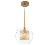 JQQJZLC Sphère de Verre au Plafond Moderne Lustre Globe Droplight with wroying Fer Frame luminaire Nordique Restaurant Lampe à tête Simple de la tête de personnalité créative de la personnalité