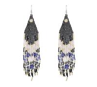 JQQJZLC Style Ethnique Boucles d'oreilles à Glands perlées à la Main - Boucles d'oreilles Longues colorées bohème Vintage, Bohemian Grande déclaration de Franges de Franges de Chute