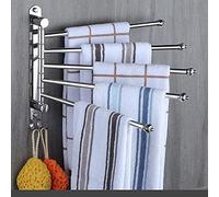 JQQJZLC Swing Out Bar à Serviette avec Crochets, Porte-séchage Murale en Acier Inoxydable 2/3/4/5-bar, Rack de Serviette pivotant pivotant pour la Salle de Bain de la Piscine, / 3