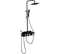 JQQJZLC Système de douche mural avec pommeau de douche de 20,3 cm à poignée unique pour salle de bain avec robinet de baignoire et douchette à main, pulvérisateur de bidet, doré (doré)