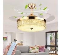 JQQJZLC Ventilateur de Plafond en Cristal LED avec Une télécommande Ventillez de Plafond Silencieux à télécommande avec des Lampes à 6 Vitesses Réversible DC Moteur 3 Couleur TEMPÉRATURE COULET